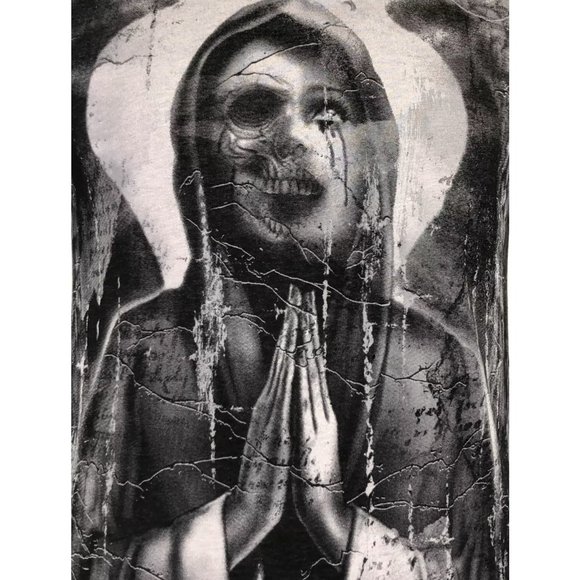 Rebel Saint By Affliction Men's T-shirt MOURNFUL Biker Skull Tattoo S-5XL - Picture 6 of 7